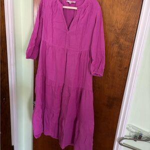 LOFT Vibrant Pink Long Sleeve Dress